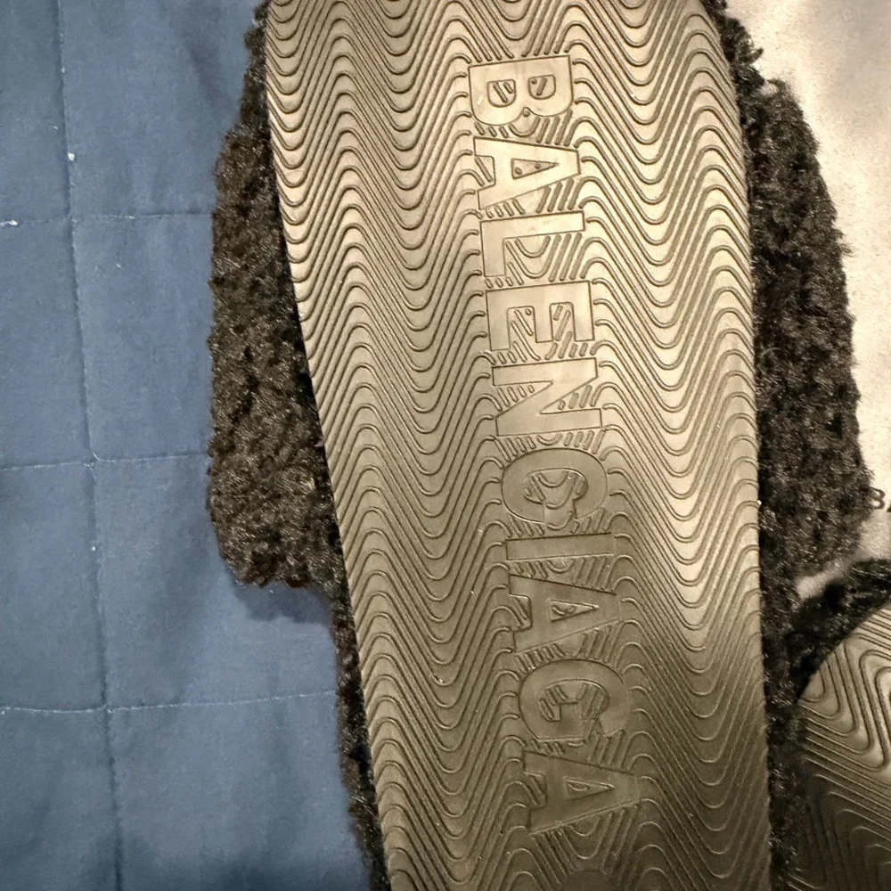 Balenciaga Black Fuzzy Slippers - Picture 3 of 4